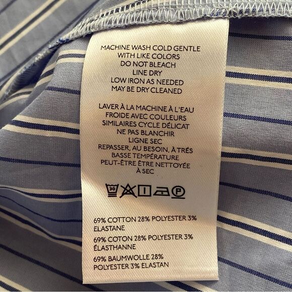 Maeve Blue/ White Striped Button Front Wrap Mini Shirt Dress Size Small - Picture 14 of 16